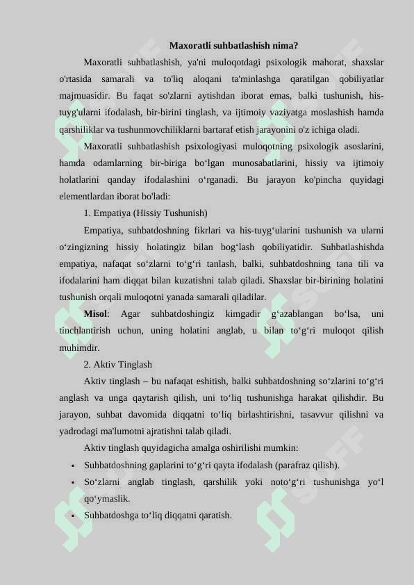 Maxoratli suhbatlashish psixologiyasi 2
