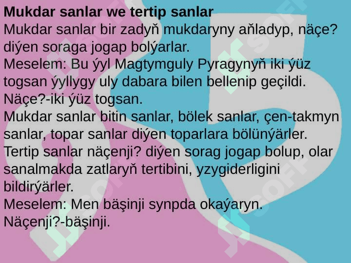 Sanlar türkmen dili 2