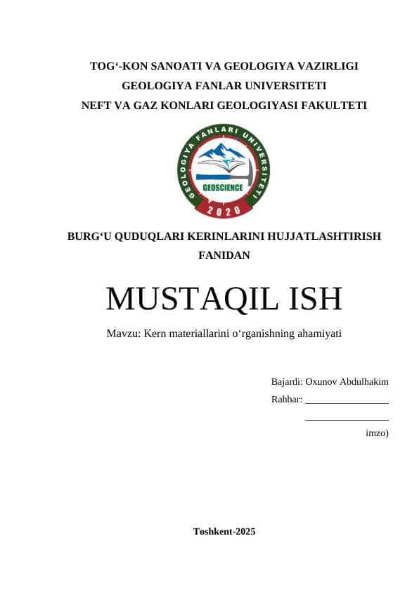 Kern materiallarini o'rganishning ahamiyati