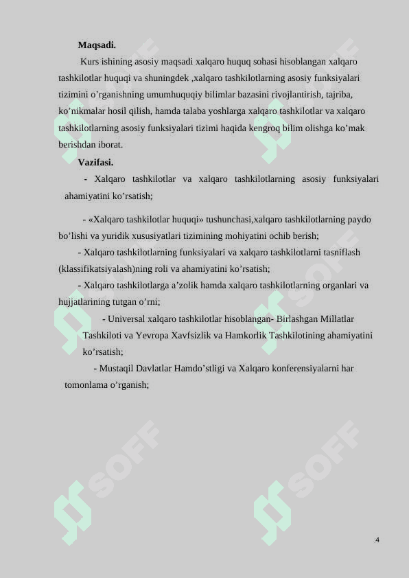 Xalqaro tashkilotlarning asosiy funksiyalari KURS ISHI 4