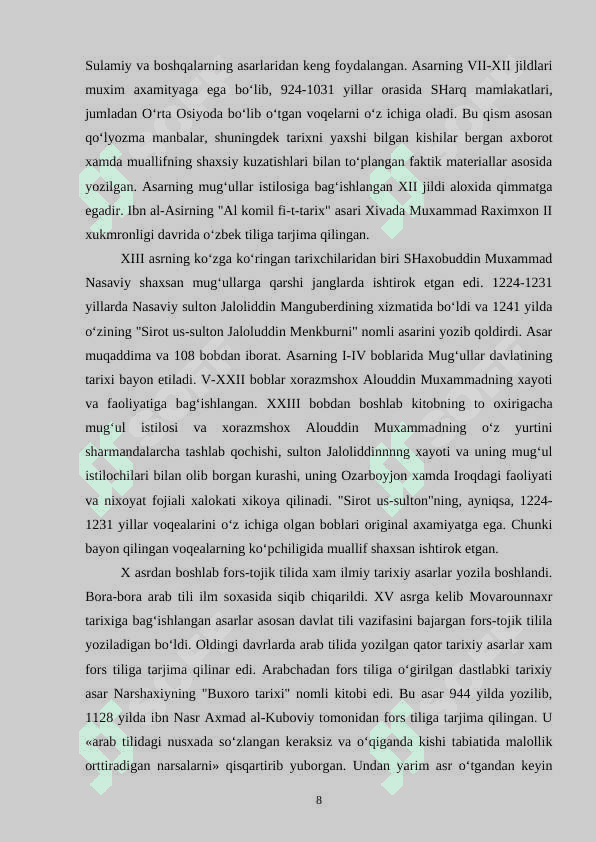 Oʻrta Osiyoning XV-XVII asrlar tarixiga oid yozma manbalar 7