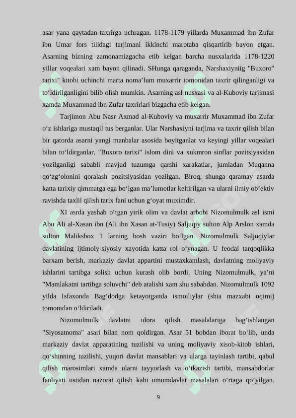 Oʻrta Osiyoning XV-XVII asrlar tarixiga oid yozma manbalar 8