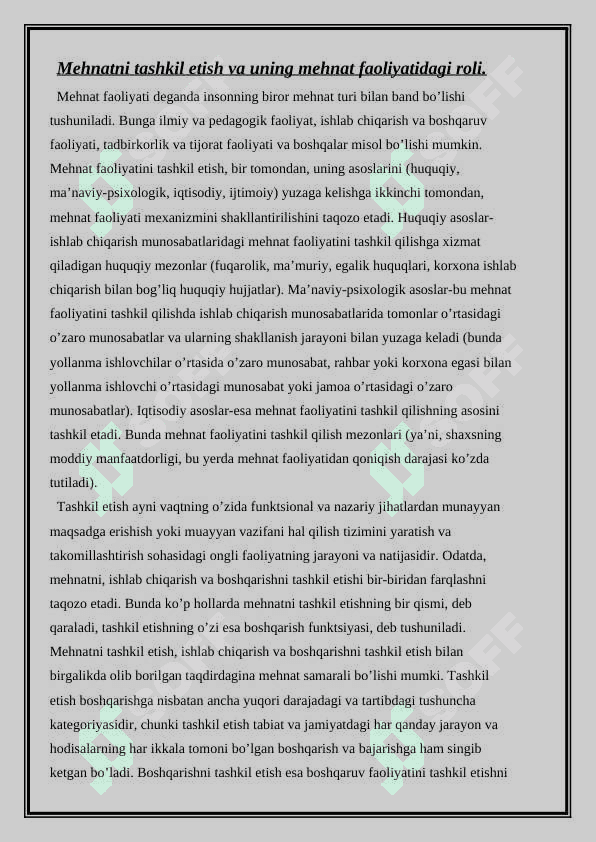 Ish o'rnini tashkillashtirish talablari 2