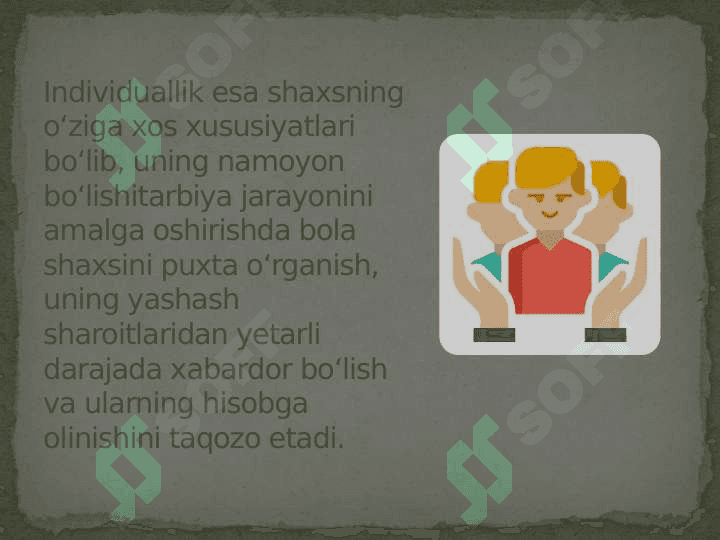 Shaxs rivojlanishi, tarbiyasi va ijtimoiylashuvi 5