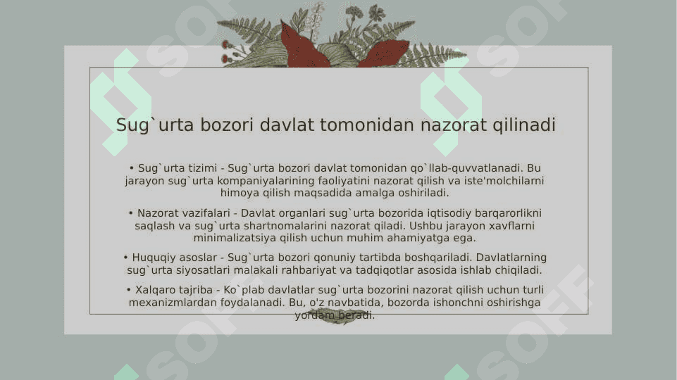 Sug`urta bozori va uni davlat tomonidan tartibga solish 3