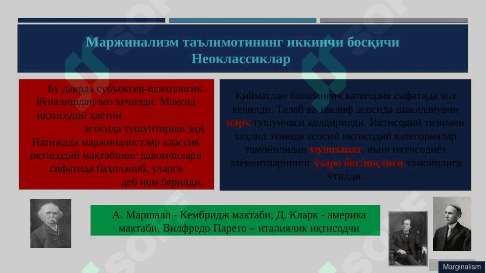 Маржинализм ва унинг асосий йўналишлари 7
