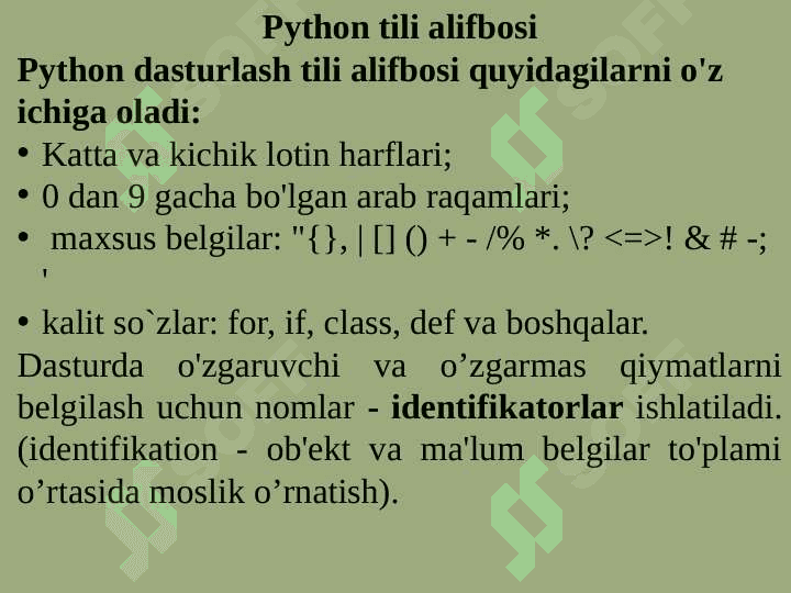 PYTHON dasturining boshlang’ich tushunchalari 3