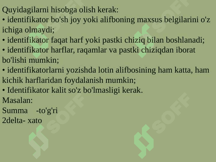PYTHON dasturining boshlang’ich tushunchalari 4