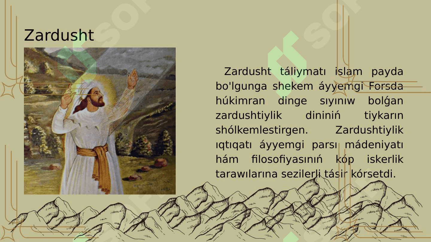 Zardushlikda tabiyattin’ ulaniwi 3