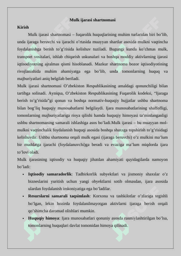 Mulk ijarasi shartnomasi 2