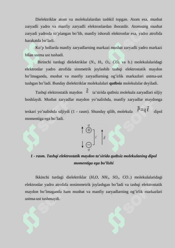 Dielektriklarning qutblanishi 2