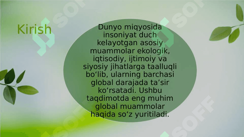 Insoniyatning global muammolari. 2