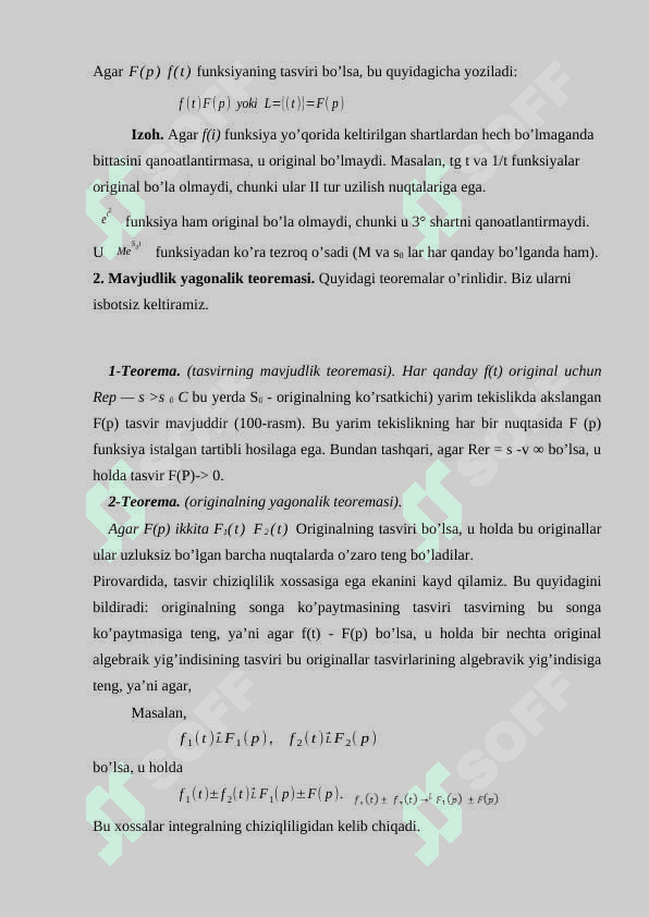 Laplas almashtirishlari. Asl va tasvir 3