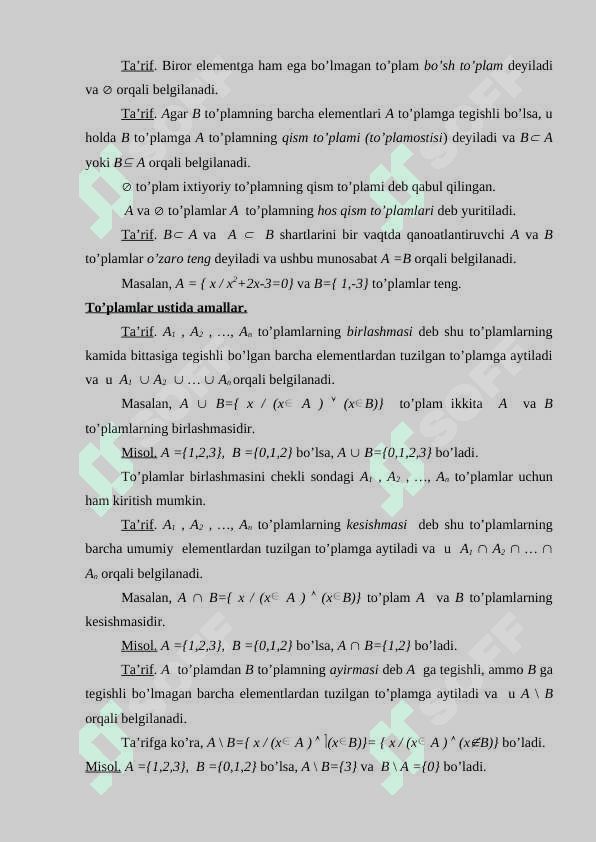 Matematik tahlil haqida boshlang’ich ma’lumotlar Haqiqiy sonlar moduli 4