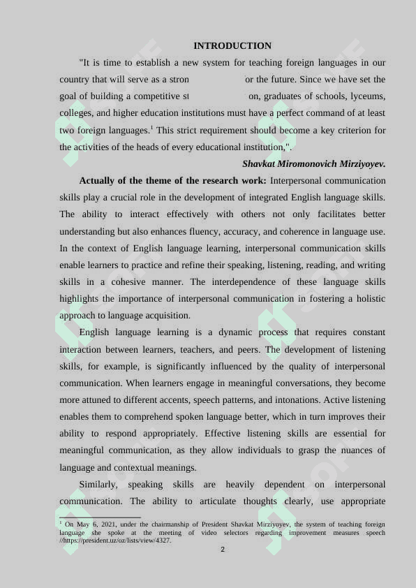 Importance of interpersonal communication skills for development of integrated English language skills. 2