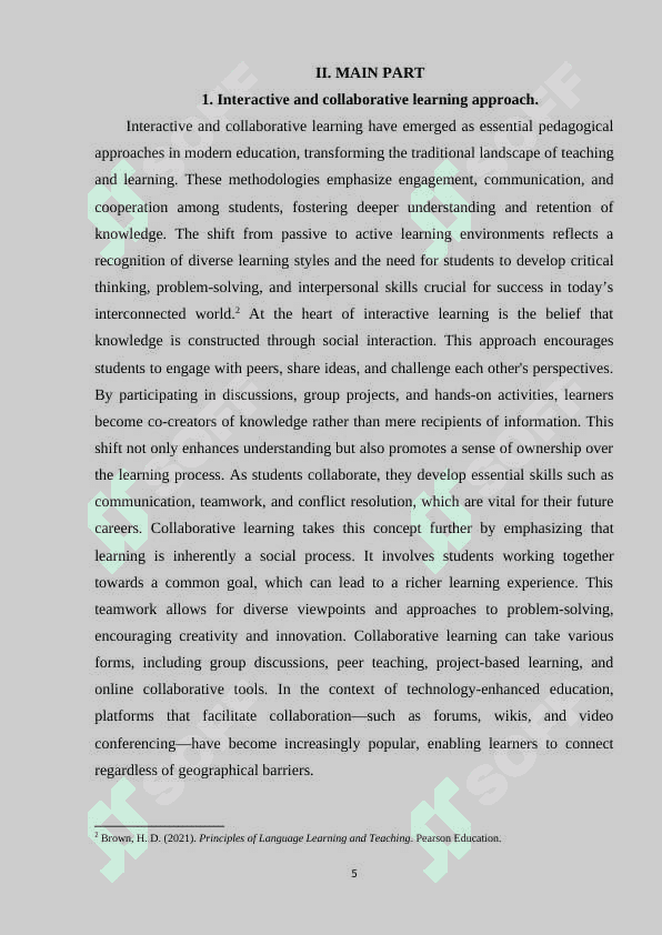 Importance of interpersonal communication skills for development of integrated English language skills. 5