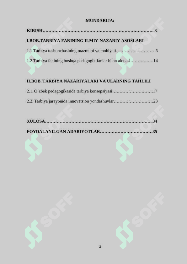TARBIYA FANINING O'QITISHNING KONSEPTUAL ASOSLARI 2