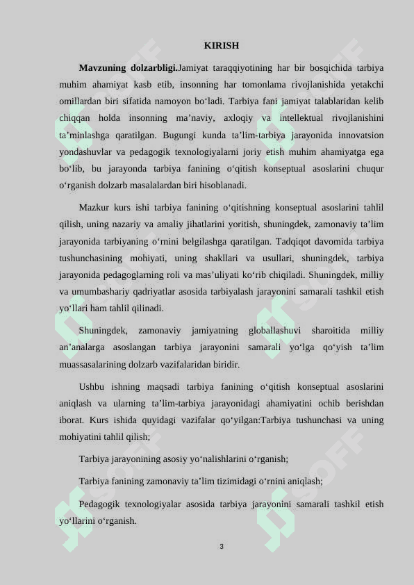 TARBIYA FANINING O'QITISHNING KONSEPTUAL ASOSLARI 3