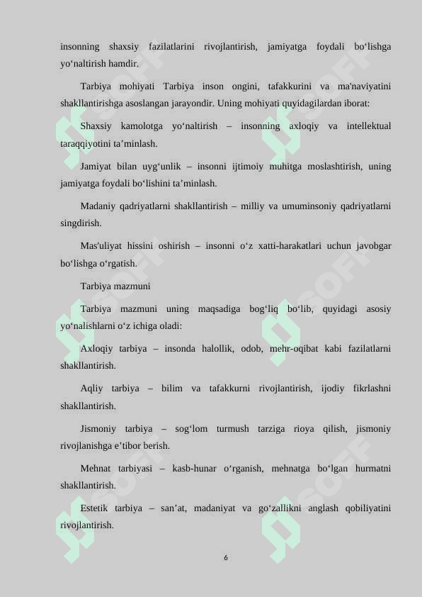 TARBIYA FANINING O'QITISHNING KONSEPTUAL ASOSLARI 6