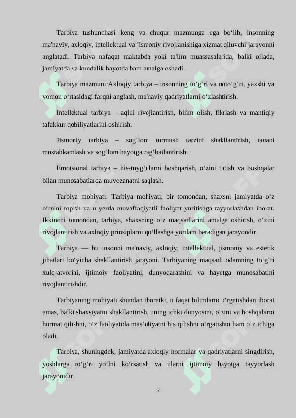 TARBIYA FANINING O'QITISHNING KONSEPTUAL ASOSLARI 7