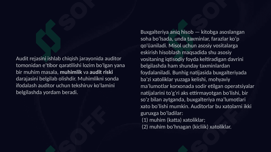 Auditorlik tekshiruvida muhimlilik va risk 2