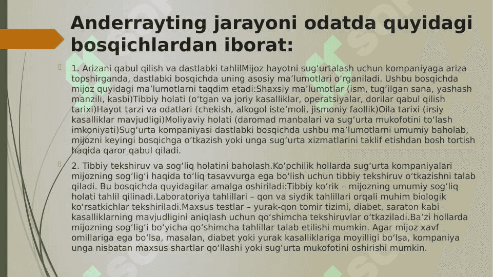 Hayotni sug'urtalashda anderrayting 8