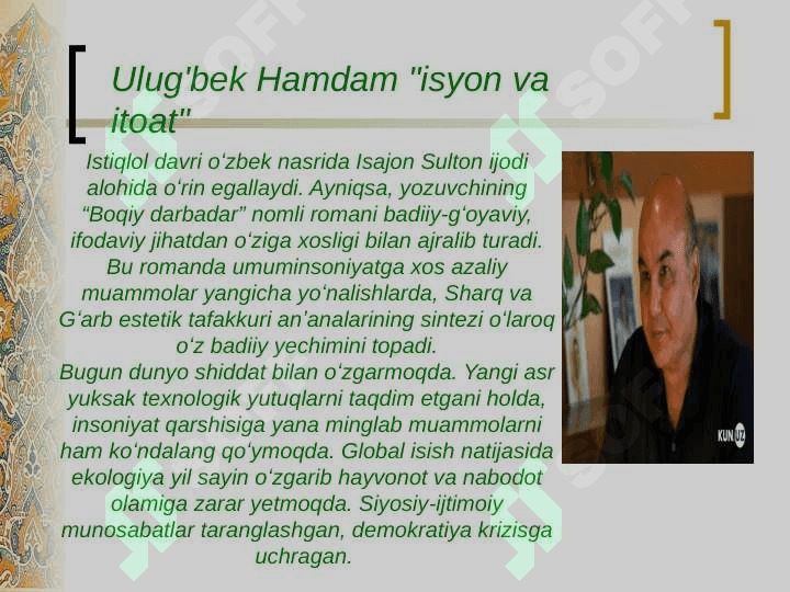 Ulug'bek Hamdam "isyon va itoat" 8