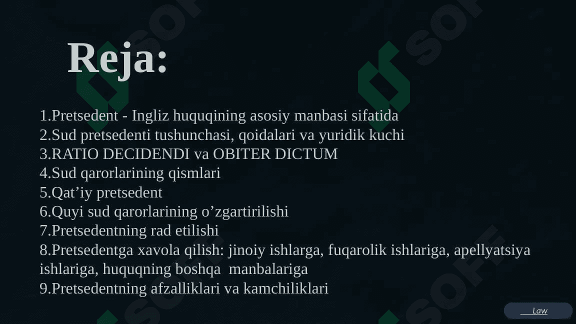 Sud pretsedentlari. Ingliz huquqining asosiy manbasi sifatida 2