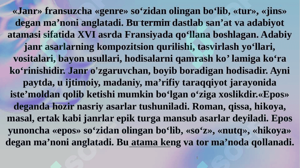 Adabiy tur va janrlar poetikasi 5