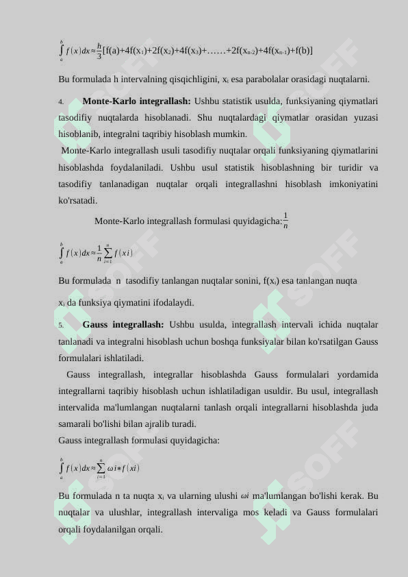 Integrallarni taqribiy hisoblash usullari 7