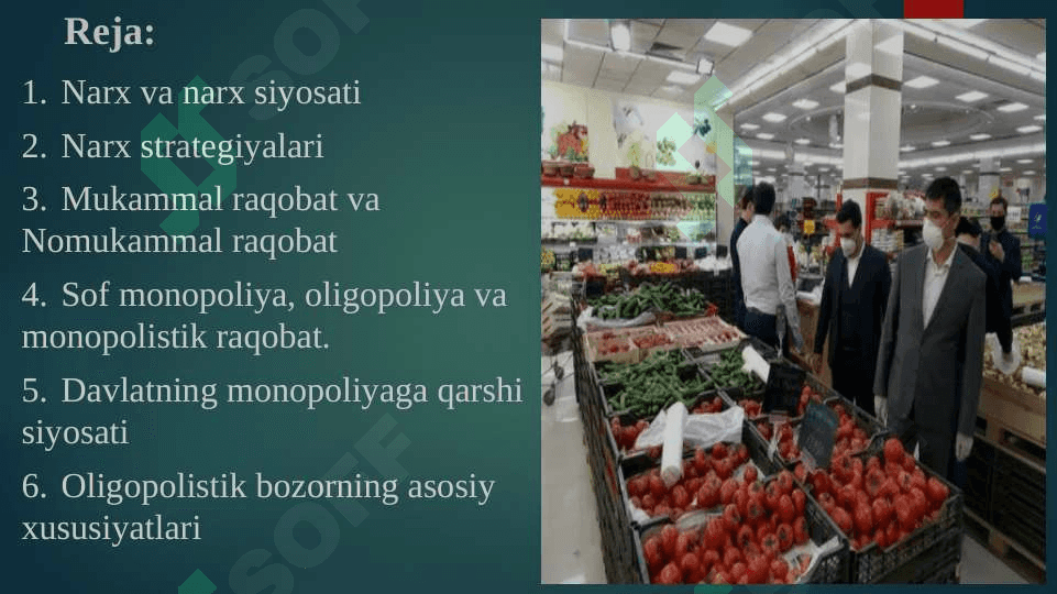 MOSLASHUVCHAN NARXLARGA EGA MUKAMMAL RAQOBATBARDOSH MODELLAR 2