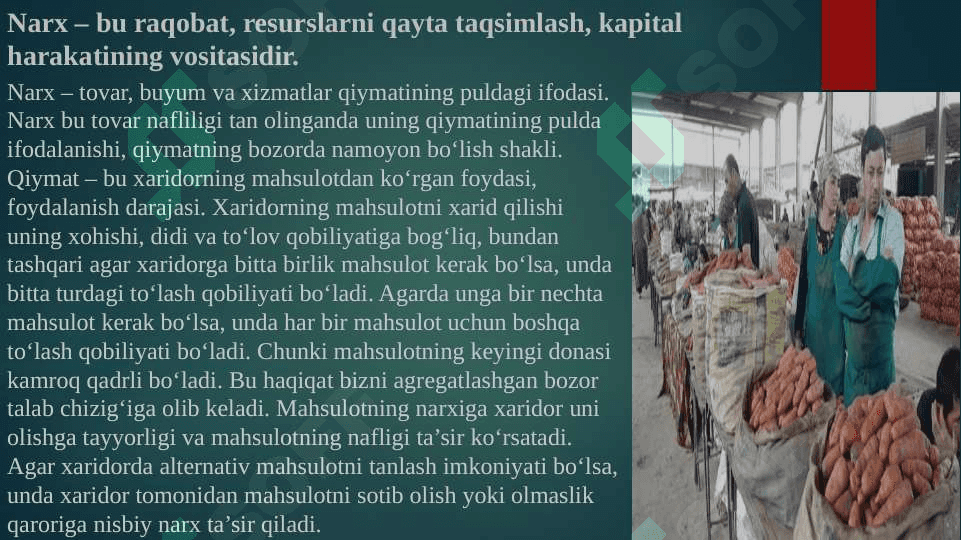 MOSLASHUVCHAN NARXLARGA EGA MUKAMMAL RAQOBATBARDOSH MODELLAR 3