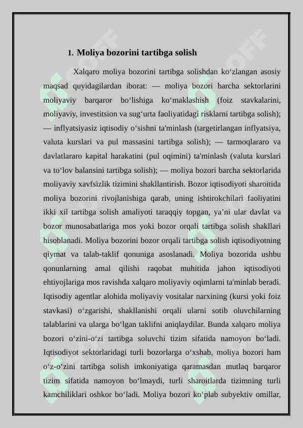 Moliya bozorini tartibga solish 3