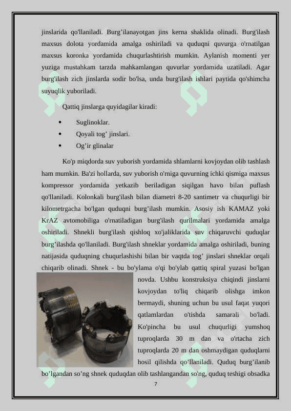 QUDUQLARNI BURG’ILASH ASOSLARI 7
