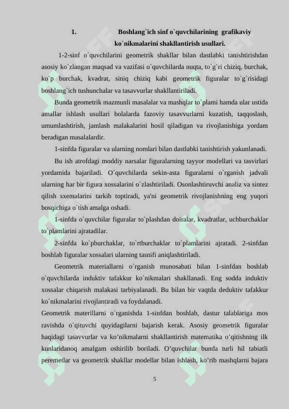 Boshlang`ich sinf o`quvchilarida grafik ko`nikmalarni shakllantirish 5