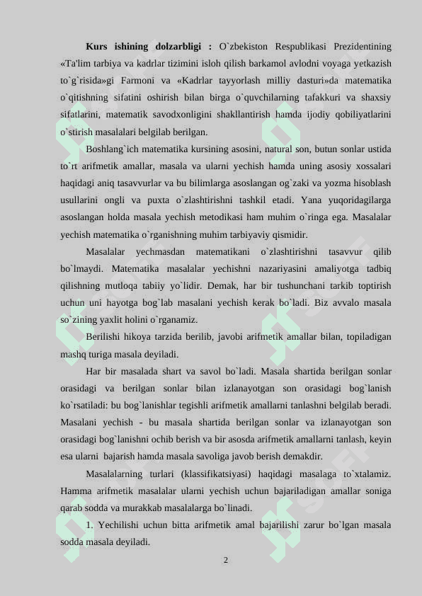 Boshlang`ich sinflarda sodda masalalarni o`rganish 2