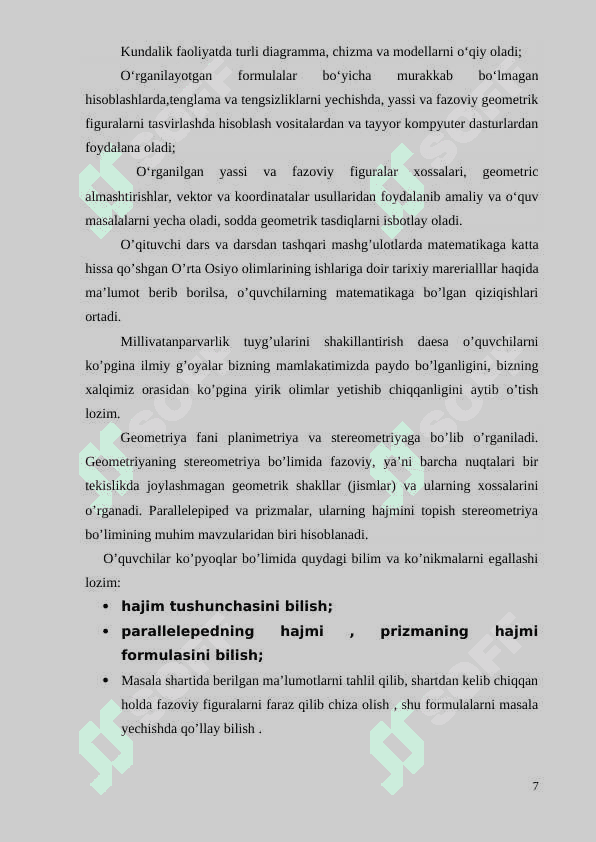 Kõp burchaklar va ularning xususiyatlarini õrgatish 7
