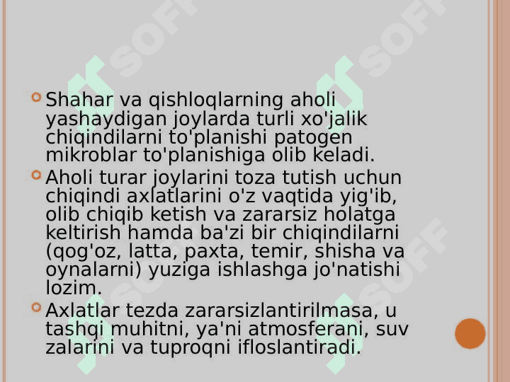 Chiqindilar va ularning xavfsizlik bo'yicha sinflanishi 3