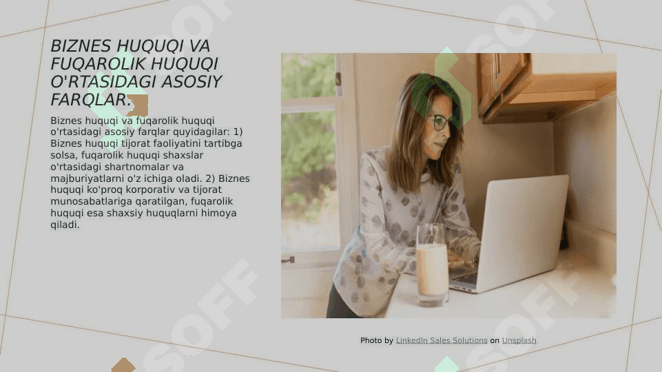 Biznes huquqining boshqa huquqiy fanlardan farqi 7