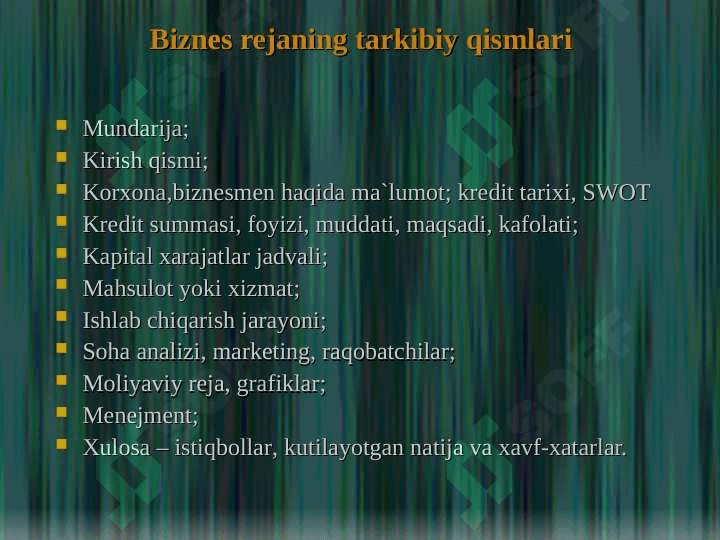 Paxta va chim titish biznes reja 1