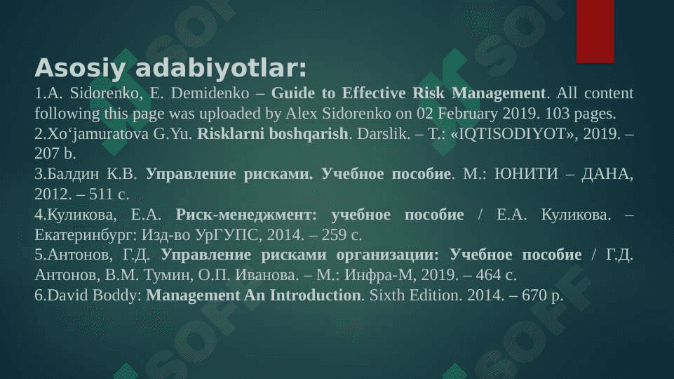 Risklarni baholash va tahlil qilish usullari 3