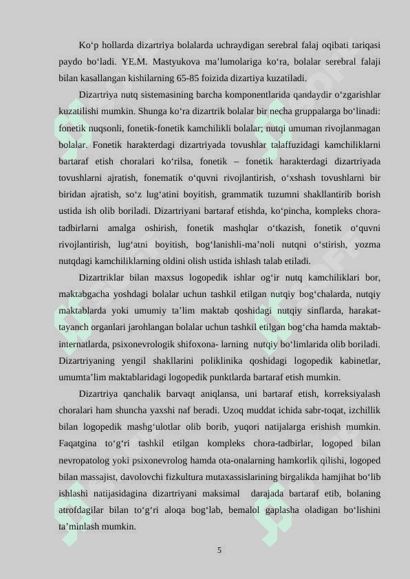 DIZARTRIYANI BARTRARAF ETISHDA KORREKTSION – PEDAGOGIK ISHLAR TIZIMI 4