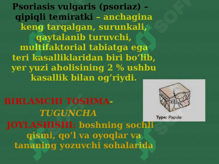 PSORIAZ vaQIZIL YASSI TEMIRATKINING ATIPIK TURLARI 2