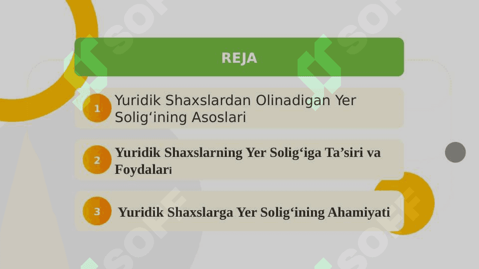 Yuridik shaxslardan olinadigan er solig'i va uning o'ziga xos xususiyatlari. 2