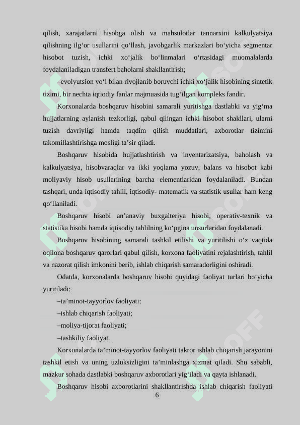 Boshqaruv hisobini tashkil qilish 6