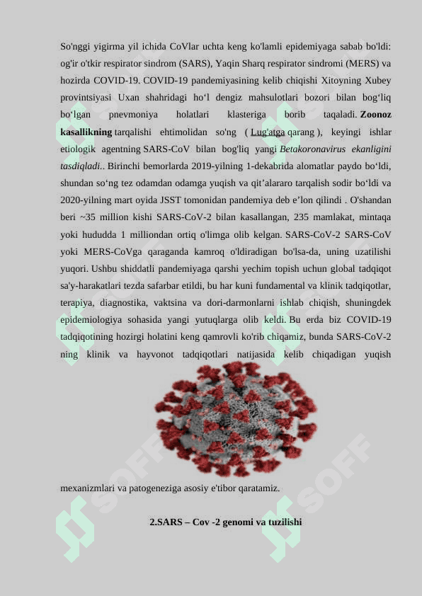 SARS – Cov -2 virusining hujayraga kirish mexanizmi va uning yuqishi 3