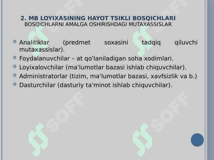 Ma'lumotlar bazasini rejalashtirish, loyihalash va administratsiyalash 8