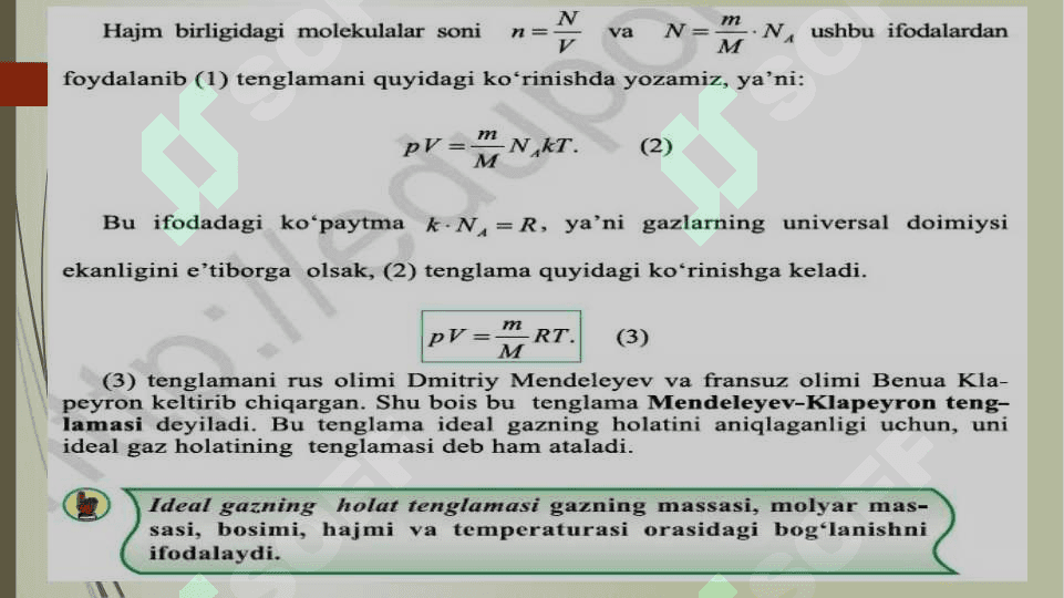 Gazlarning holat tenglamalari 3