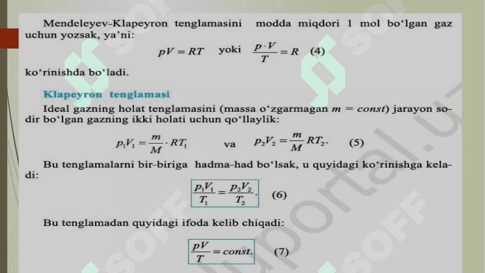 Gazlarning holat tenglamalari 4
