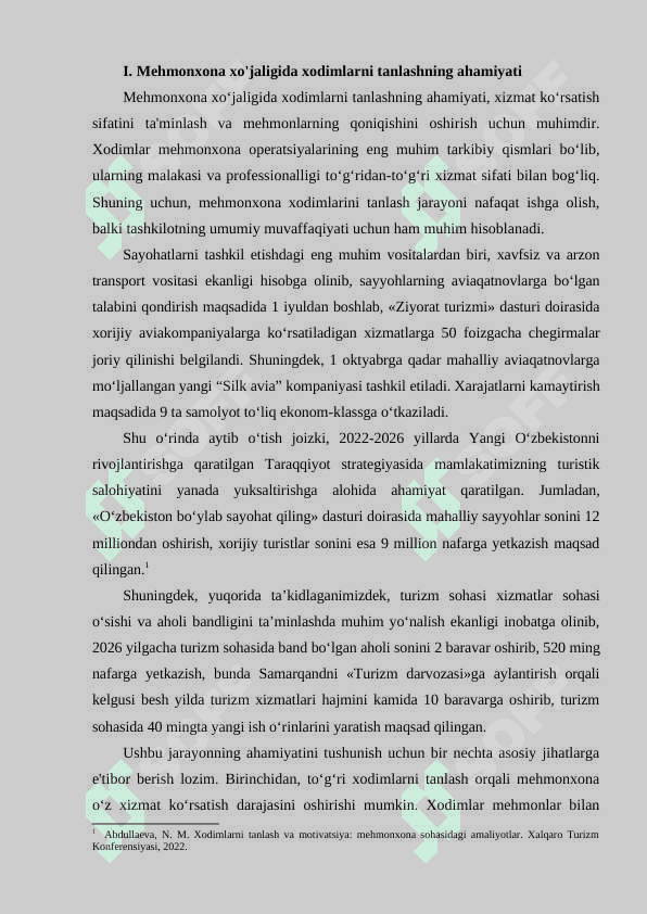 Mehmonxona xo’jaligida xodimlarni tanlash va yollash usullari 5